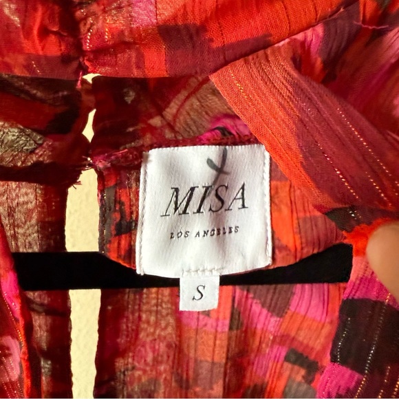 Misa Los Angeles Red Abstract Blouse - Picture 3 of 4